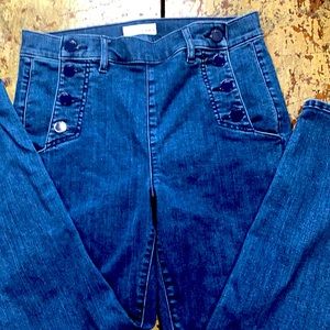 Loft high waist skinny 29 jean side pocket buttons